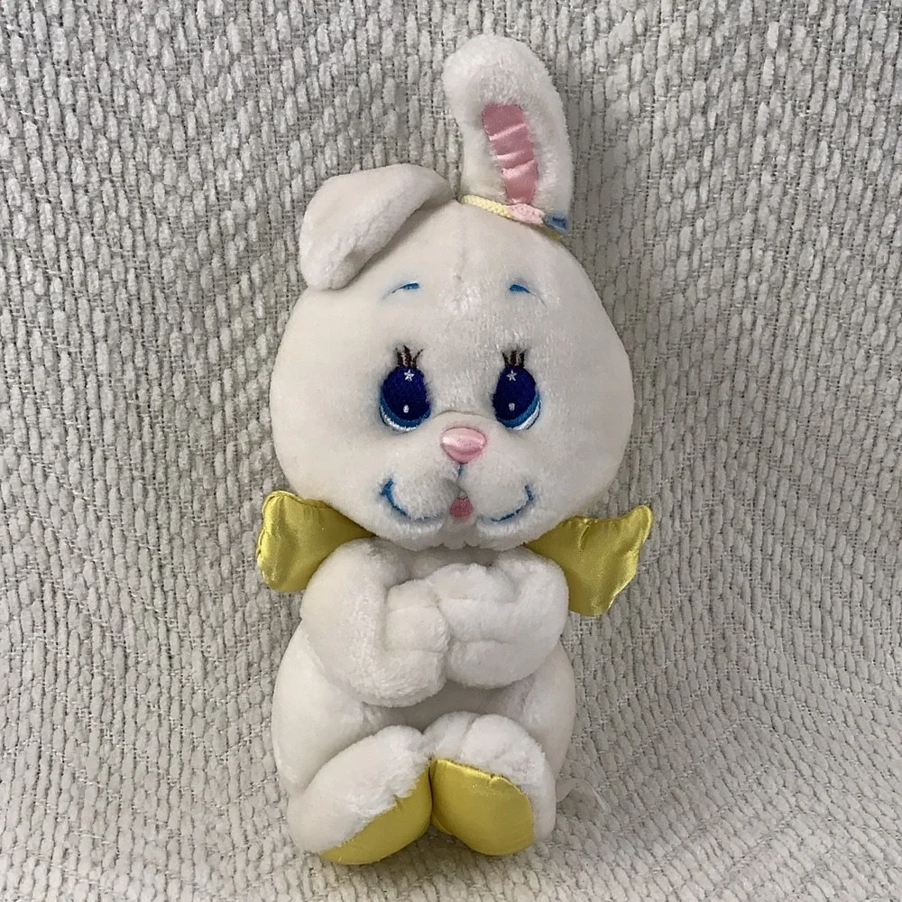 Vintage 1984 Mattel Angel Bunny‎ Rabbit Gold Wings Lovey Plush Stuffed Animal